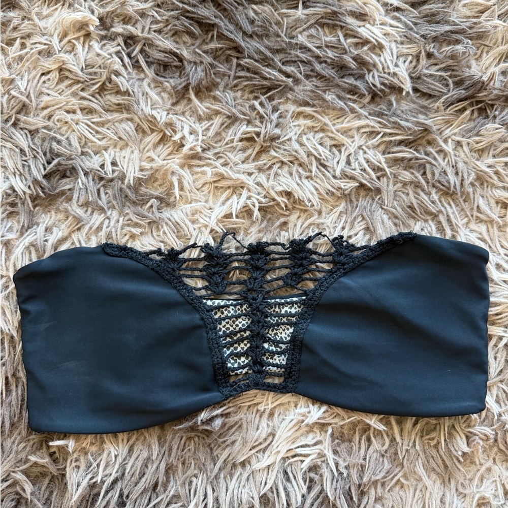 Acacia Swimwear Black and Tan Bikini Top